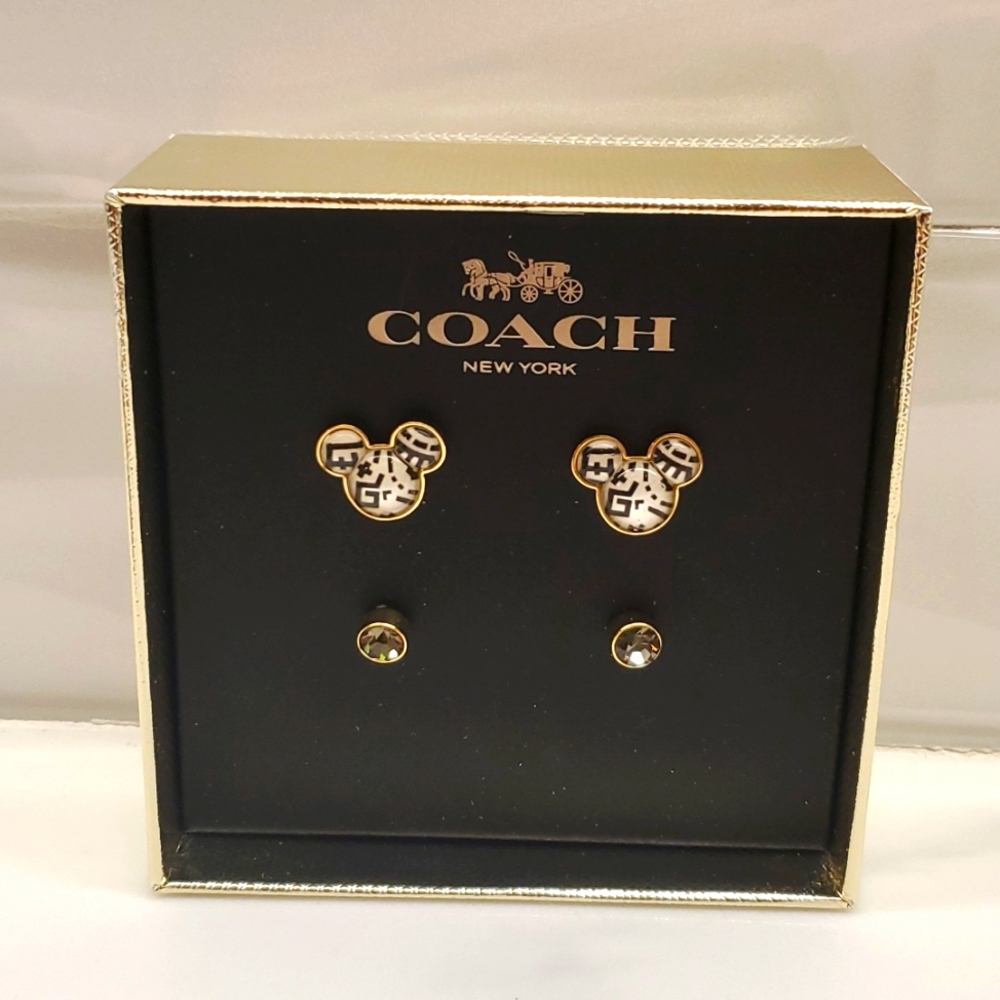 NWT Coach Mickey Mouse X Keith Haring Stud Earring Set